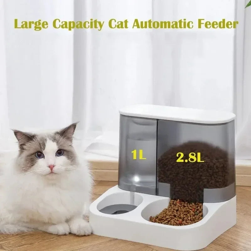 Smart Automatic Cat Food Dispenser & Large Capacity Water Bowl - Perfect for Wet & Dry Pet Food Storage!