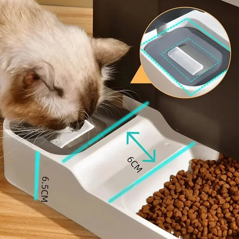 Smart Automatic Cat Food Dispenser & Large Capacity Water Bowl - Perfect for Wet & Dry Pet Food Storage!